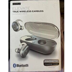 iWorld Elevate True Wireless Earbuds Bluetooth 5.3 Silver with Magnetic Case NEW